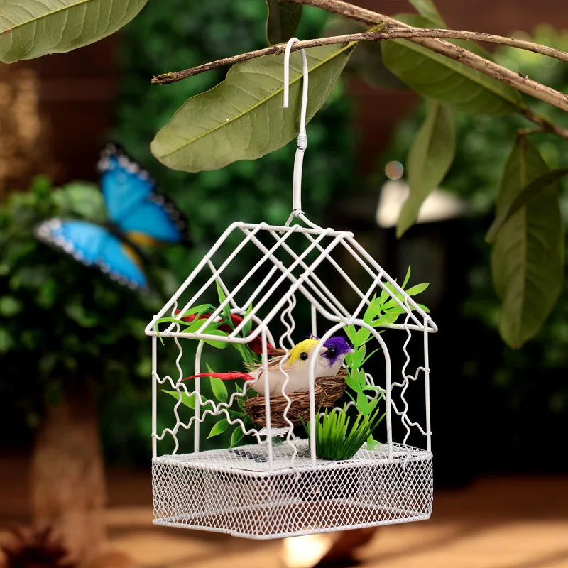 

1 Pc Hanging Display Voice-Controlled Bird 'S Nest Simulation Creative Display Small Cage Heart-Shaped Small Cage Lark cage Resi