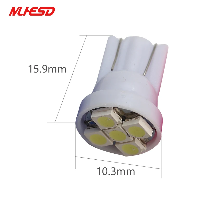 100X БЕЛЫЙ T10 5smd 5 Smd 1210 3528 Клин Авто мотив Canbus лампа Led Dc 12v автомобильный светильник ing World Wide Боковой габаритный фонарь задний светильник