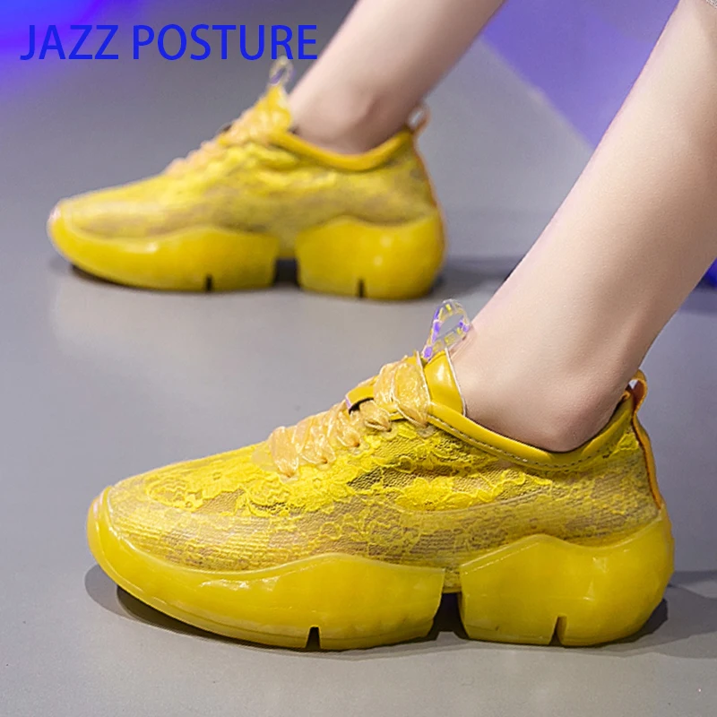 

Women Sneakers Transparent Jelly BottomStylish and comfortable Wedges Increasing Female White yellow Vulcanized shoes y743