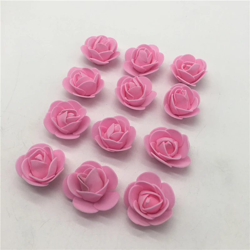 

12pcs 3.5mm Pink Foam Fake Flower Roses Head Artificial Flowers Wedding Party Decoration DIY Scrapbooking Gift Box