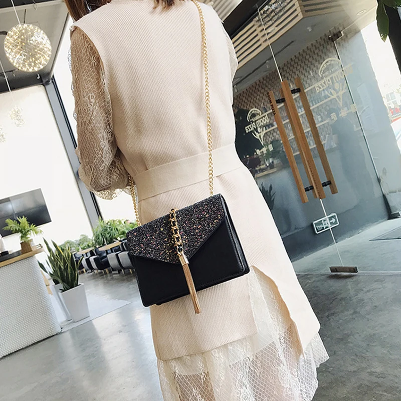 MSGHET Senhoras Sequin Quadrado saco Bolsa de