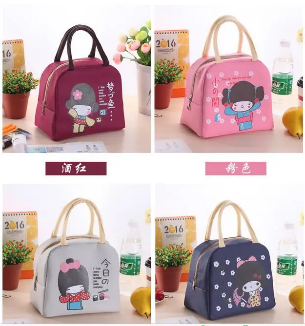 New Cute Girl Lunch Bag Large Package Thicker Thermal Insulation Bag Lunch Box Waterproof Oxford Children Food Lunch Picnic Bag
