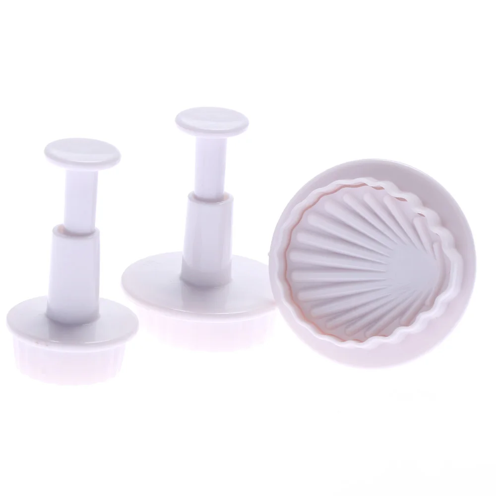 

3Pcs/Set Shell Beach Fondant Plastic Cake Cookie Cutter Mold Decorating Sugarcraft Plunger Cutter Flower Fondant Molds