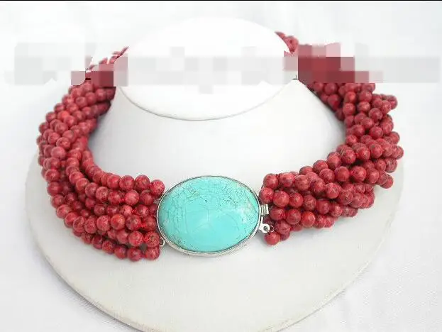 

Beautiful 10row red sponge coral necklace