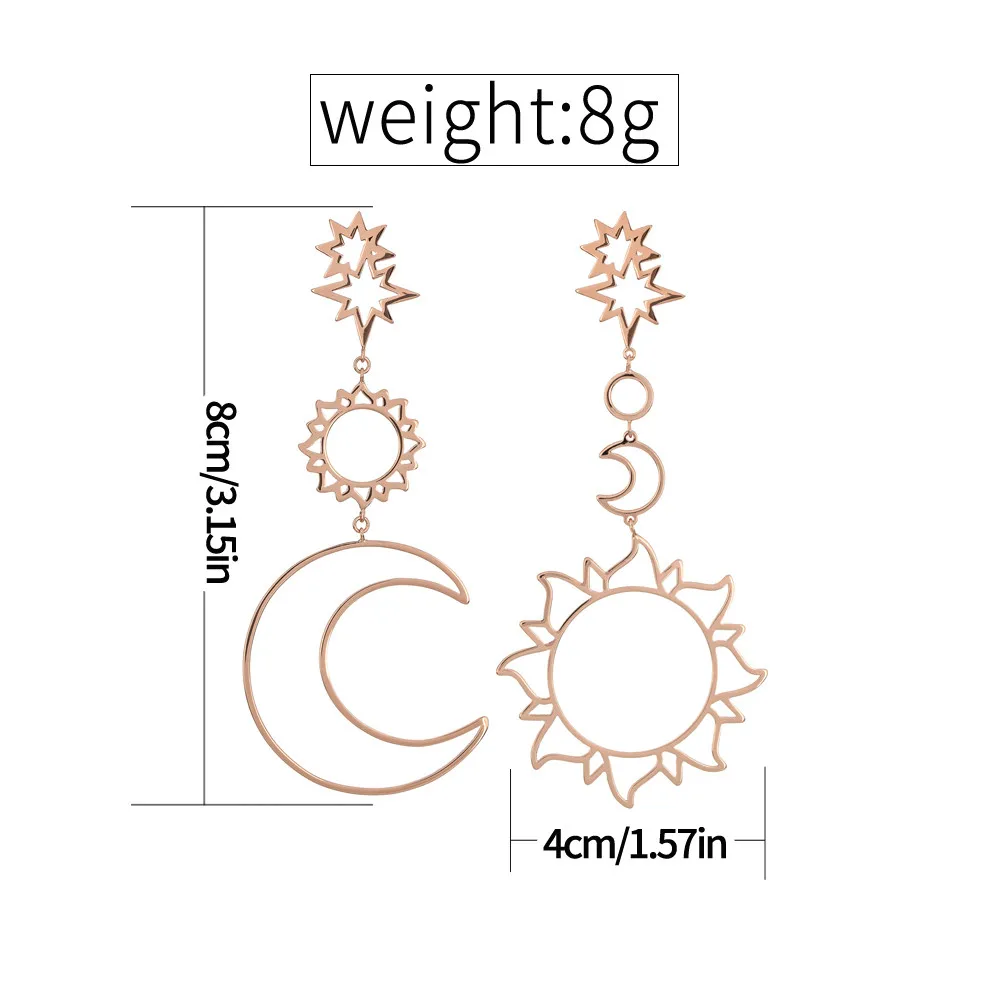 Богемные большие роскошные серьги с солнцем, Луной и звездами, полые серьги в стиле панк для женщин, ювелирные изделия, Золотые Винтажные серьги в стиле бохо