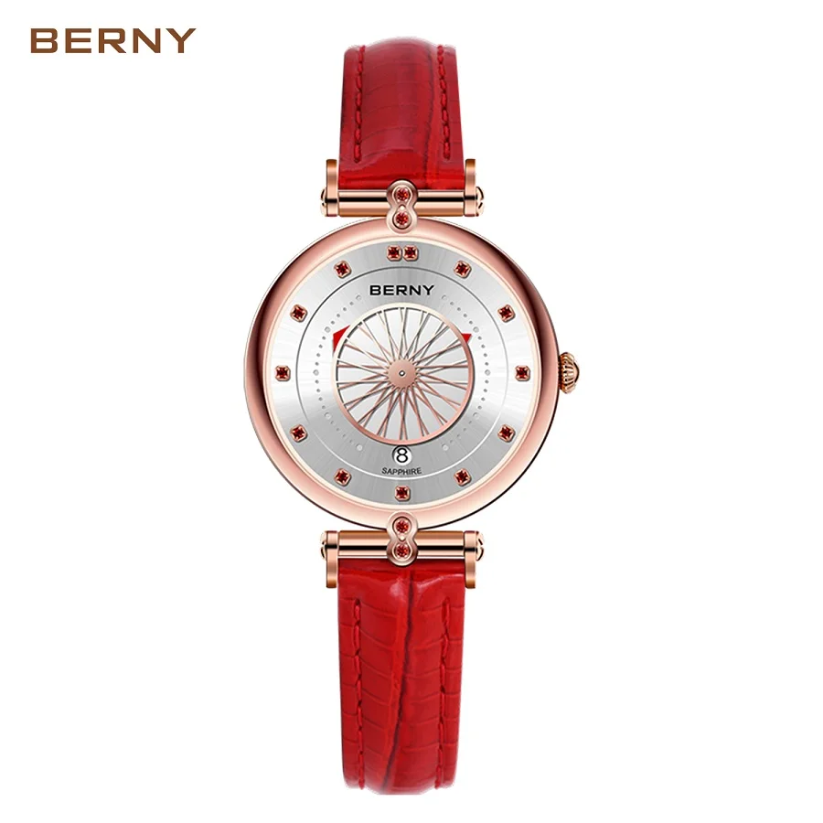 Berny Топ бренд класса люкс Relogio Saat Montre Horloge Feminino Bayan Femme кварцевые модные женские часы для дам - Цвет: 2907L-RD