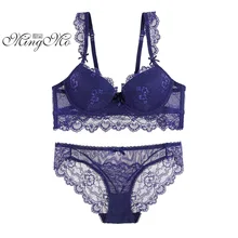 Сексуальный кружевной толстый хлопок Регулировка пуш-ап нижнее белье Бесшовные бюстгальтеры женское нижнее белье бюстгальтер наборы черный красный белый синий 4 цвета