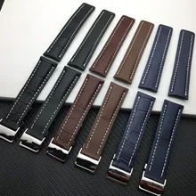 Ремешок для часов из натуральной кожи, ремешок для часов, черный, коричневый, синий, Мягкие Ремешки для наручных часов, ремешок для мужчин 20 мм, 22 мм, 24 мм, с логотипом на инструментах