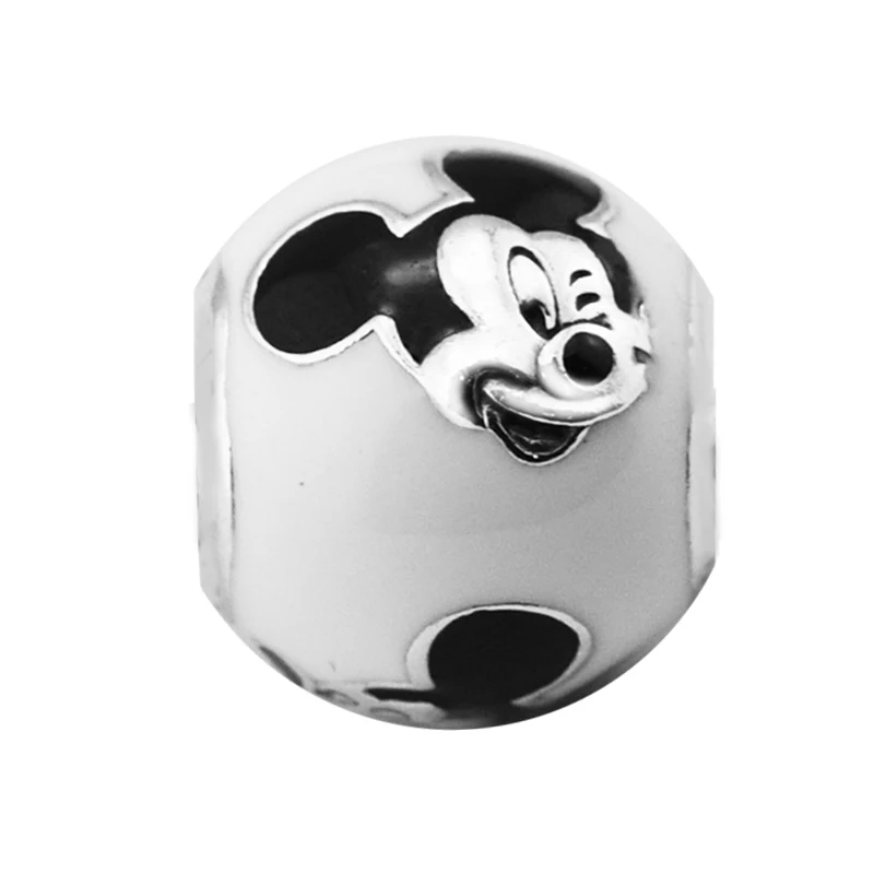 

CKK Expressive Mickey Charms Silver 925 Original White & Black Enamel Charm Beads for Jewelry Making Wholesale