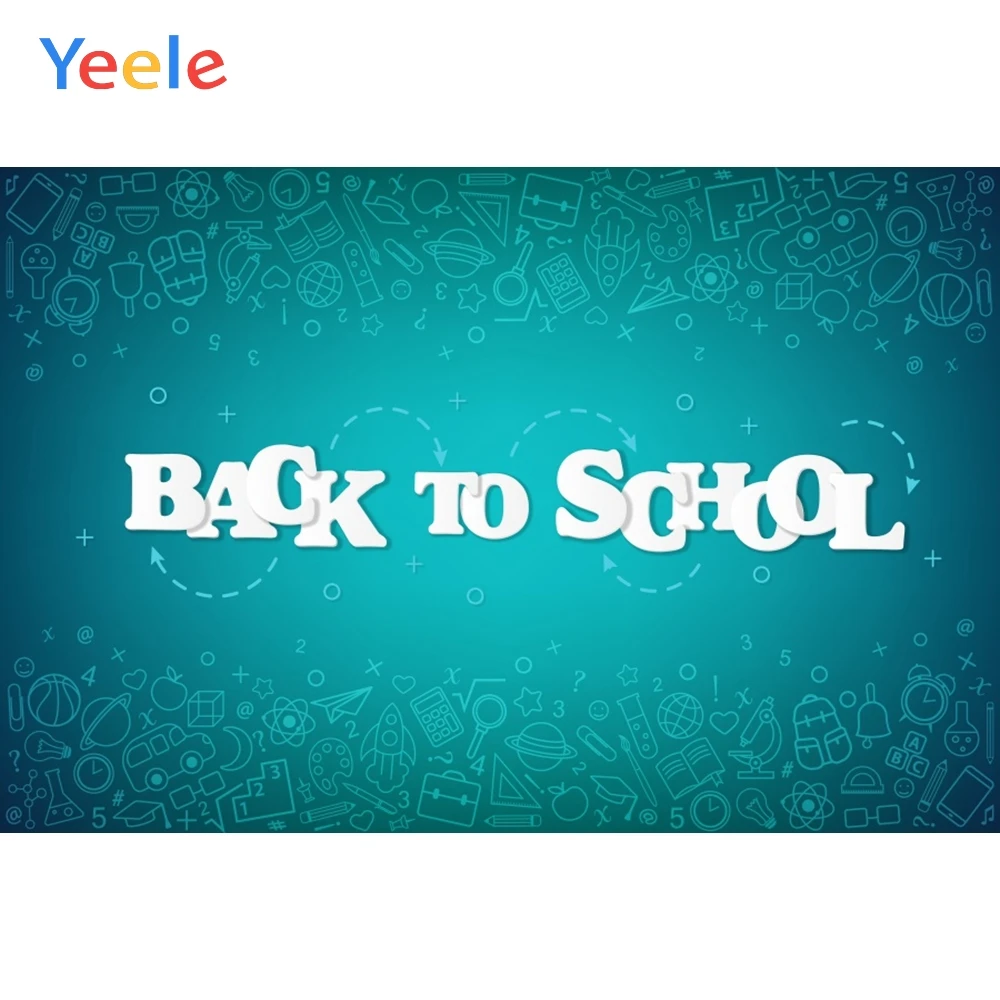 Yeele Green Blackboard Chalking Drawing Back to School Photography Background Customized Photographic Backdrops for Photo Studio |