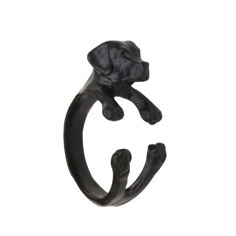 

RONGQING Boho Labrador Ring Kids Jewelry Creative 3D Animal Dog Ring for Women and Men Adjustable Bague Homme