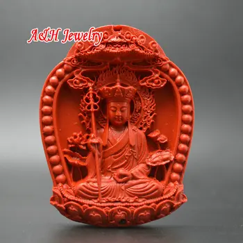 

5pcs Large Size 55x68mm Cinnabar Carved Ksiti Garbha Buddhism Buddha Pendants Double Holes For Car Hanging Pieces Materials