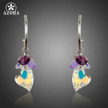 

AZORA Valentine's Day Gift Charming Attractive Cluster Gradual Change Stellux Austrian Crystal Heart Drop Earrings TE0176