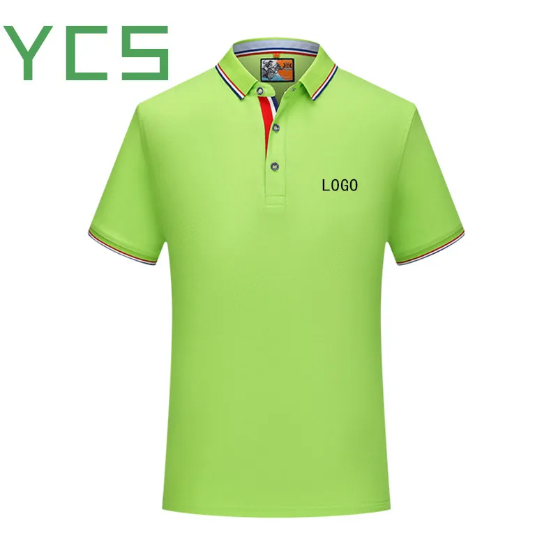 YCS Custom Polo короткая мужская хлопковая рубашка с коротким рукавом летняя Однотонная футболка поло верхняя одежда на заказ с принтом/вышивкой с логотипом - Цвет: Apple green