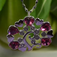 Гарантия простой 925 пробы серебро, древо жизни Австрия кристалл кулон, 4,3 г, PE3561-red