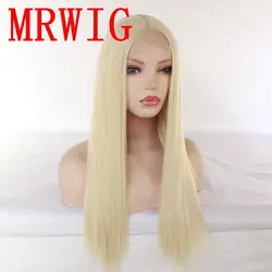 MRWIG #613 светлые волосы синтетические Glueless спереди кружево парик термостойкие волокно средняя часть 2-3in