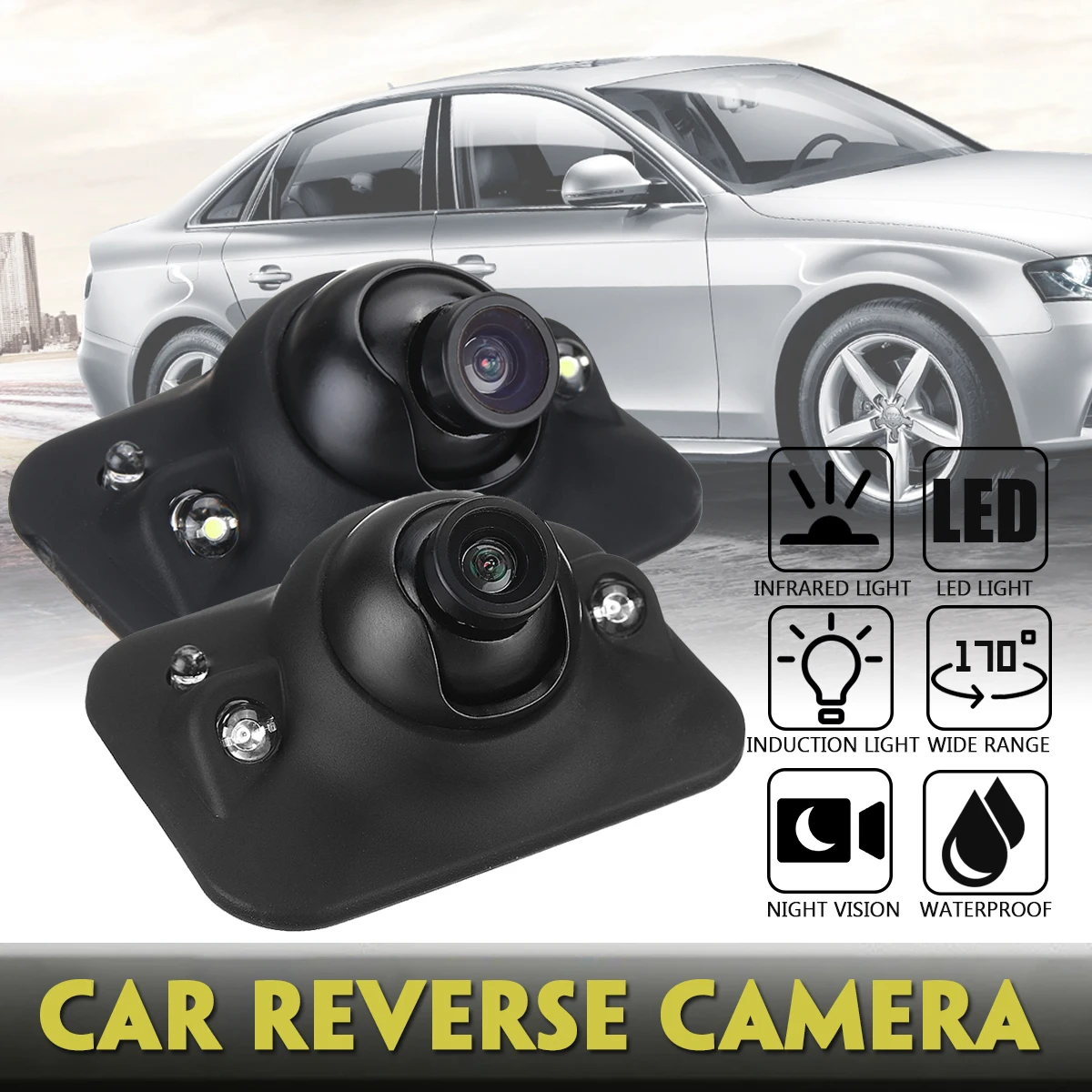 

180 Rotation Car Tail Camera LED/Infrared Lamp Rear View Reverse Backup Night Version Parking HD Camera for Car/Truck/RV