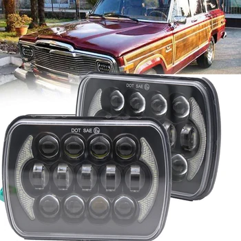 

105W for jeep Cherokee XJ 5X7 LED Headlight 7X6 7'' Sealed Beam headlamp With DRL halo for Jeep Wrangler YJ H6014 H6052 H6054