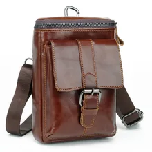 Мужская сумка через плечо из натуральной кожи, винтажная Высококачественная сумка через плечо известного бренда, поясная сумка карман, сумка