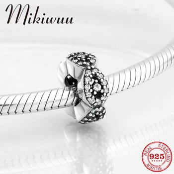 

925 Sterling Silver Hollow out Shiny crystal CZ Connect spacer beads Fit Original Pandora Charm Bracelet Jewelry making
