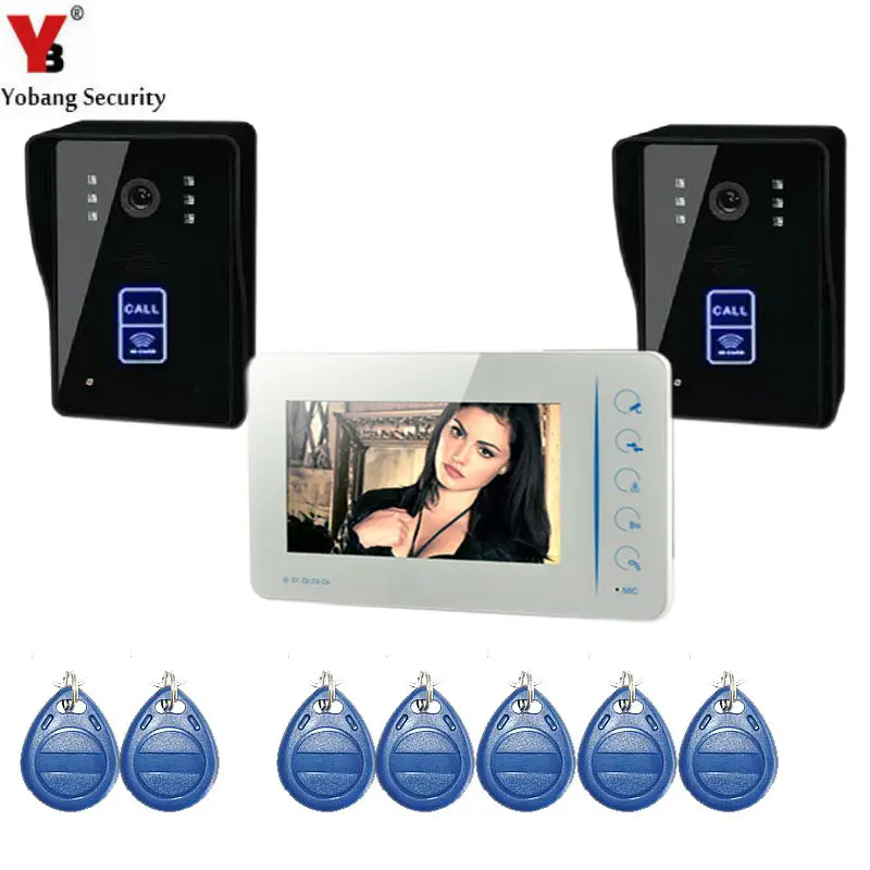 

Yobang Security 7" Color Touch Screen Video Door Phone 700TVL RFID Access waterproof Camera Hands Free Monitor Intercom