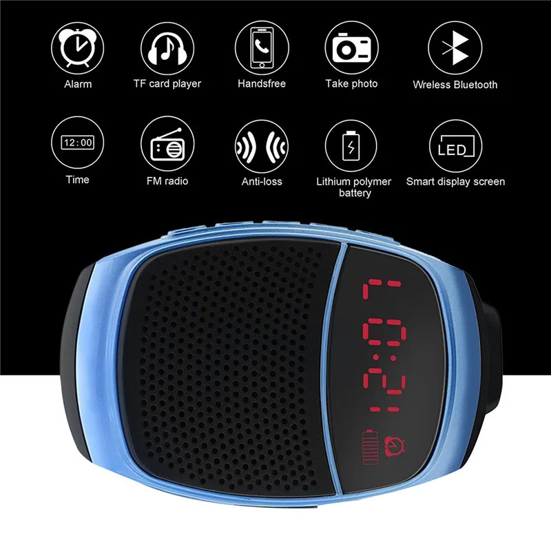 

2019 New Wireless Bluetooth Smart Watch Sport Speaker Wristband Hands-free Call TF Card Playing FM Radio Self-timer Time Display