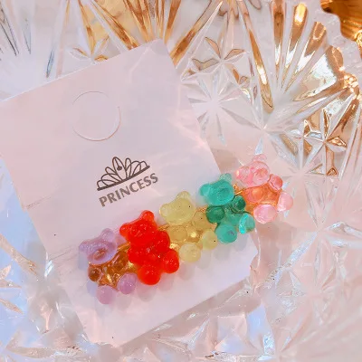 HZ Новинка милая Цветная Акриловая заколка для волос Gummy Bear заколки для волос аксессуары для волос для женщин девочек детей - Цвет: 11