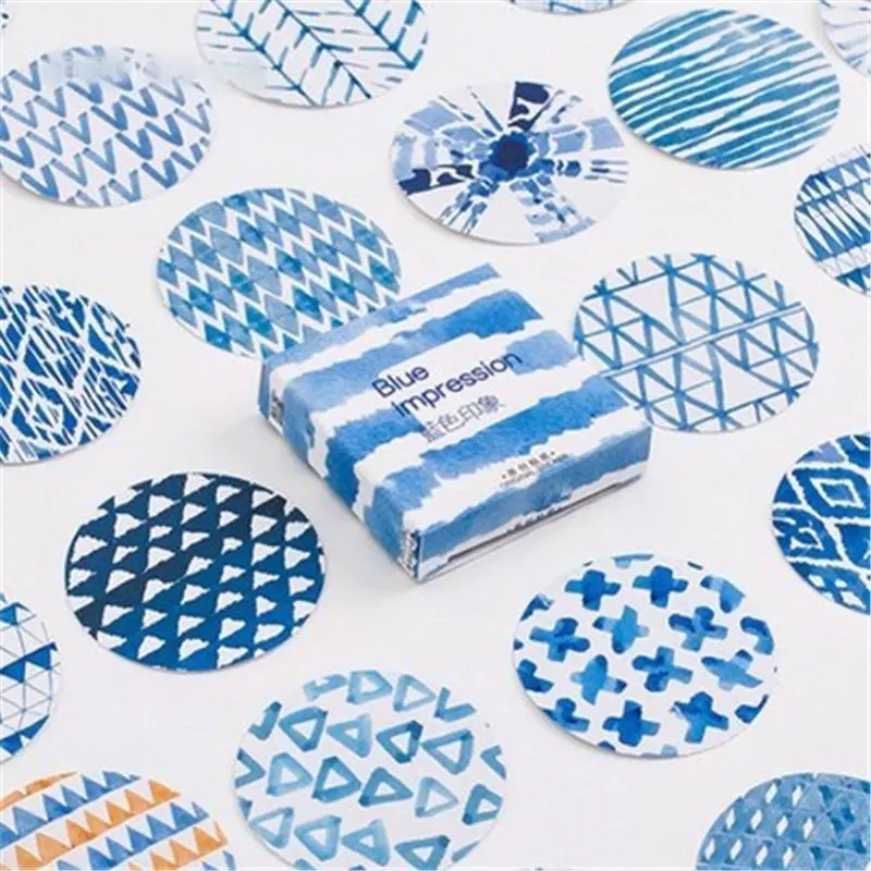 

45pcs/Pack Cartoon Blue Striped Circle Sticker Children Toys Anime For DIY On Book Laptop Mobile Phone Skateboard Kids Stickers