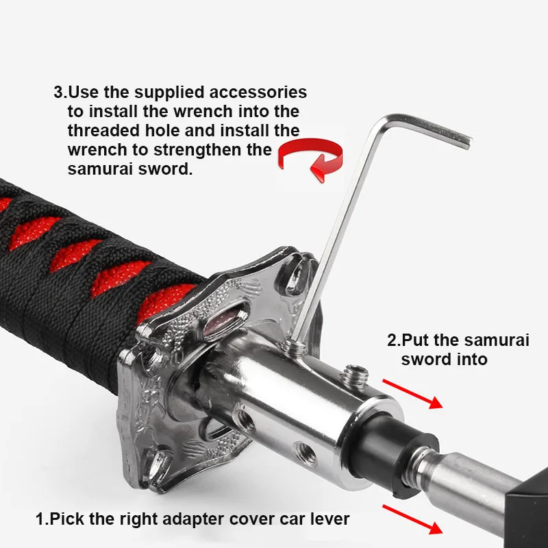Меч форма переключения передач Катана металлическая ручка+ 4 шт. адаптеры для универсальных автомобилей XR657
