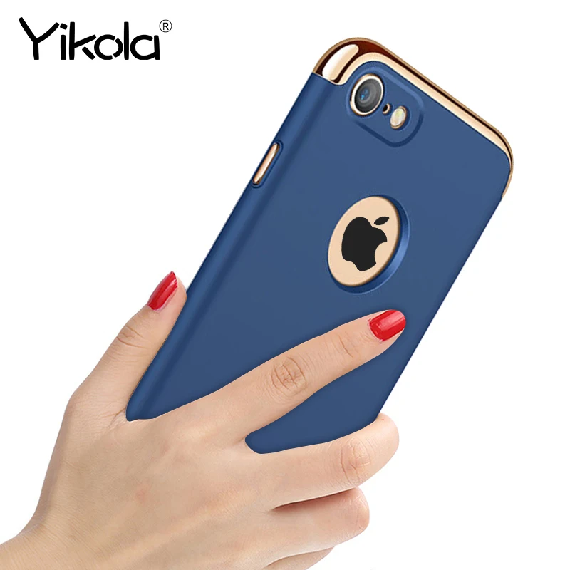 

Luxury 3 in 1 Hard Case For iphone 6 6S 6 6s Plus 5 5S SE 360 Degree Coverage Removable Back Cover Gold Silver Black Red