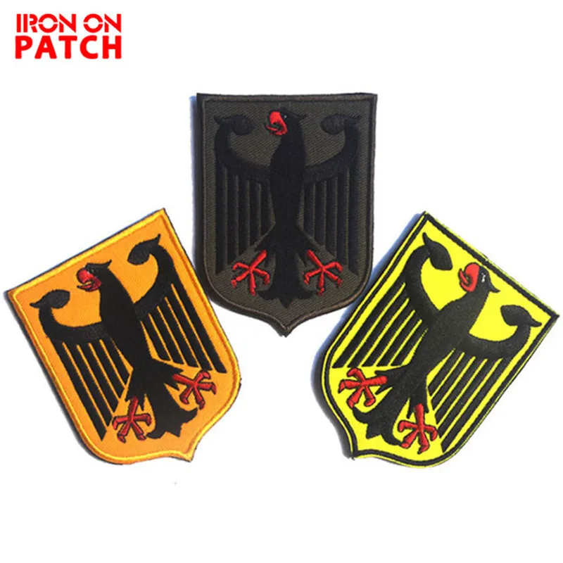 LOT of 2 GERMAN FLAG PATCH EAGLE EMBROIDERED IRON-ON GERMANY COAT ARMS SHIELD