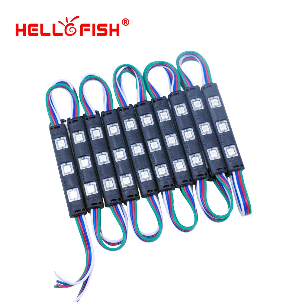 Hello Fish 20 шт. DC12V 5050 RGB светодиодный модуль 7515 рекламные модули светящиеся символы, модули для фоновой подсветки IP67 водонепроницаемый