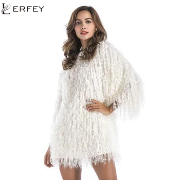 

LERFEY Women Fur Coat Oversize Winter Coats Warm Three Quarter Sleeve Faux Fur Pullovers Jacket Handmade Chic Party Overcoat