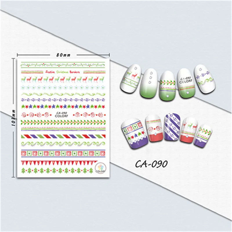 Mtssii 1 лист красочные рождественские наклейки для дизайна ногтей дизайн Гель-лак украшения наклейки для ногтей для маникюра