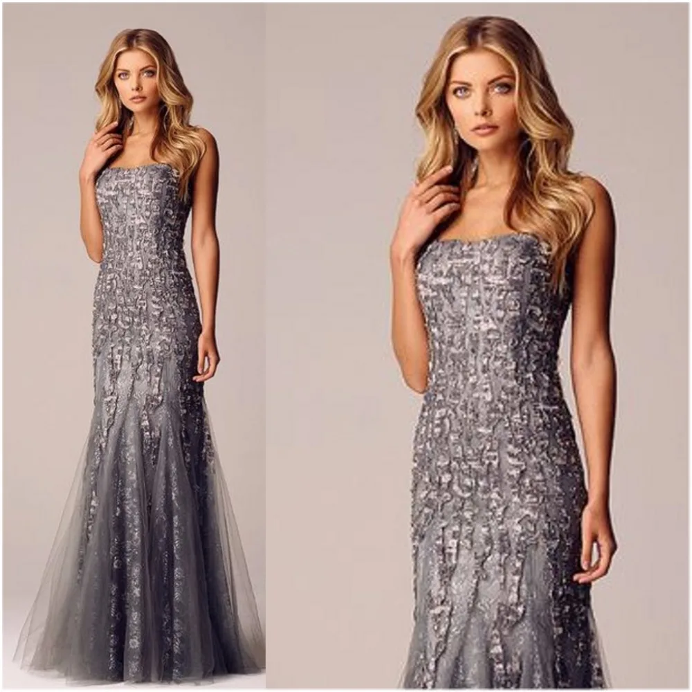 silver evening wear