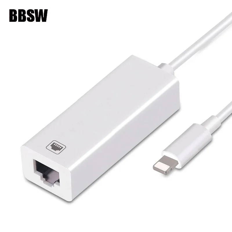 Kopen BBSW Adapter Voor Lightning naar RJ45 Ethernet LAN Wired Network Adapter 100 Mbps Netwerk Mini Kabel Converter voor iPhone X 8 iPad