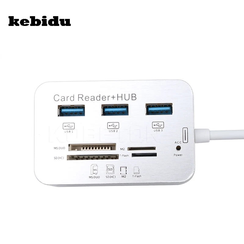 

kebidu High Speed 5 Gbps Usb 3.0 Multi Hub + Card Reader COMBO Mini Hub with MS/SD/M2/TF with 3 Ports USB Splitter for PC Laptop