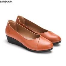LANZOOM 2017 new style wedges shoes women antiskid rubber sole soft bottom Summer footwear women pumps pu leather shoes