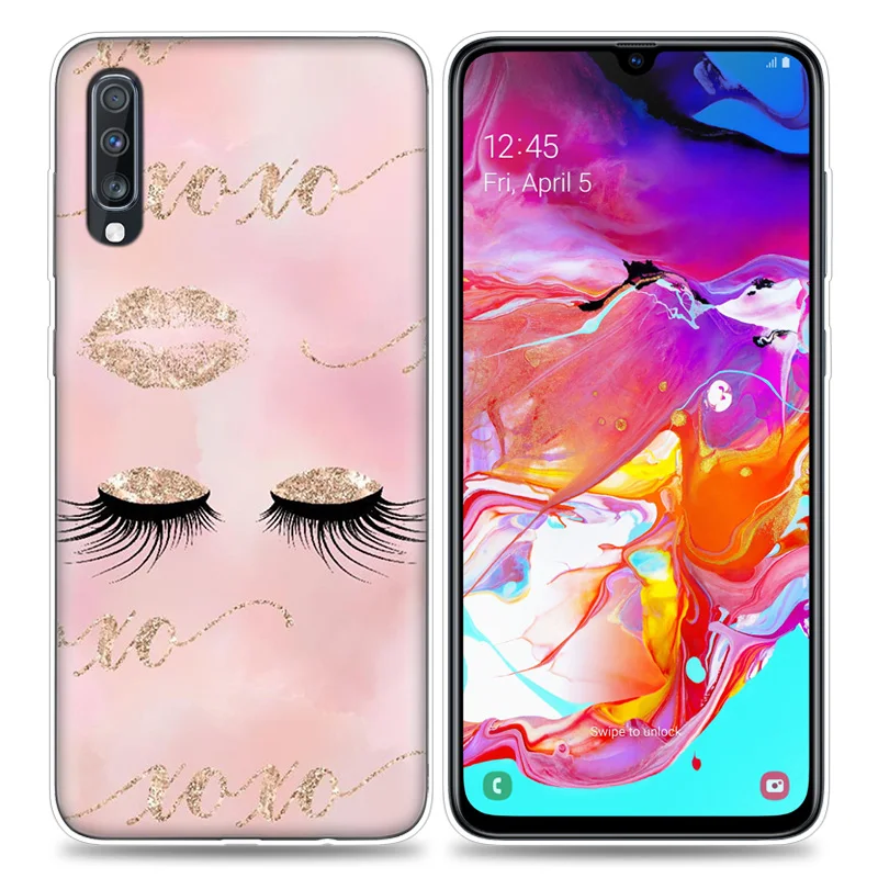 Розовый чехол с принтом ресниц для Samsung Galaxy A50 A70 A51 A71 5G A80 A60 A40 A30 A20 A10 A30s A20e A10s A7 A9 2018