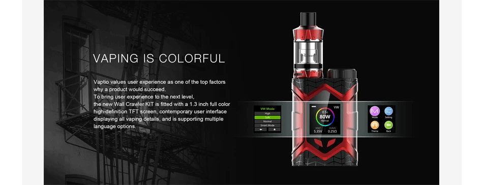 Vaptio Wall Crawler 80W TC Kit with Throne Tank