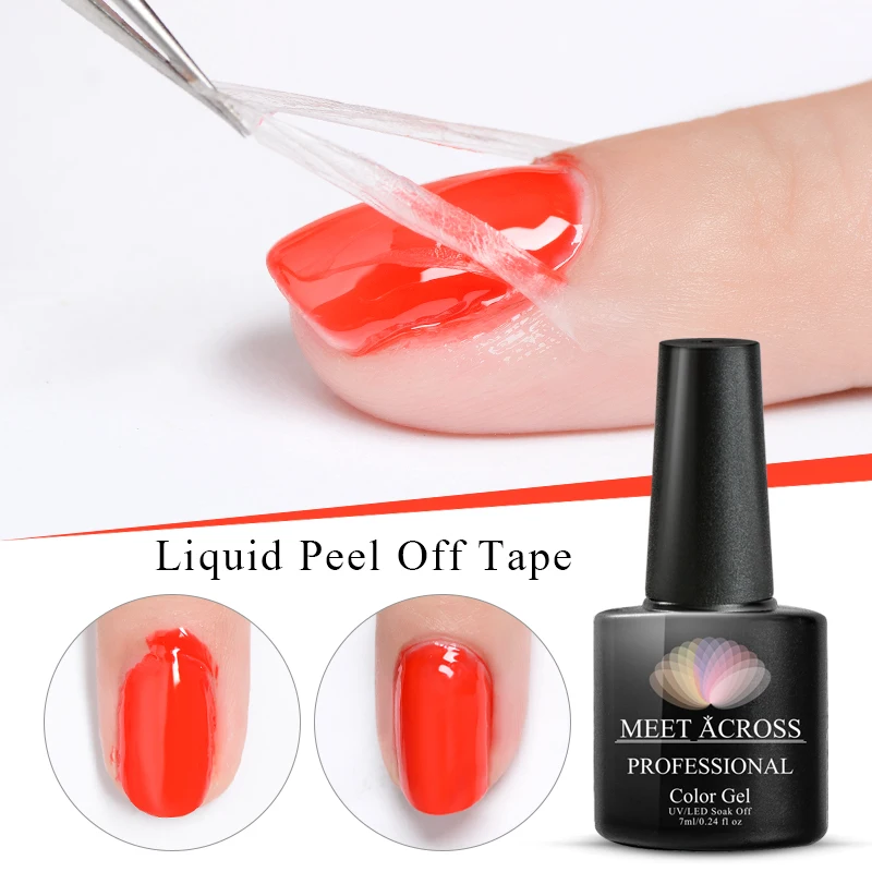 

MEET ACROSS Peel Off Liquid Tape 7ml Nail Polish Manicure Protected Easy Clean Fast Finger Skin Liquid Tape Gel Nail Care Tool