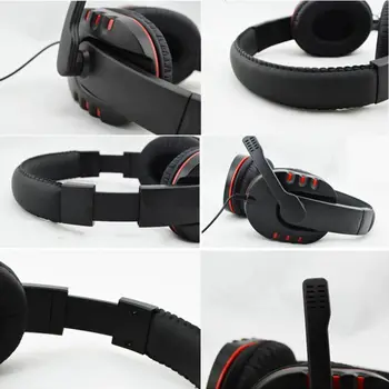 

Replacement For PS4/Computer 3.5mm Large Black Red Wired Microphone Headphones Gaming Headset