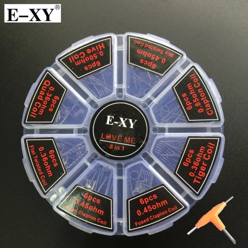 E-XY 8 в 1 комплект сборной катушки Hive Quad Tiger Fused Clapton Mix twisted premade провода распылитель diy RDA+ хлопок - Цвет: Белый