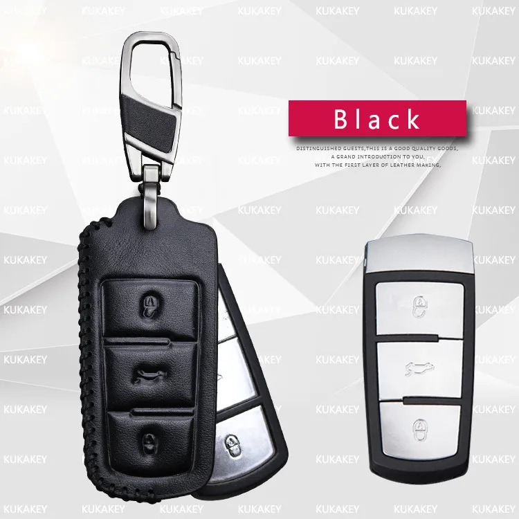 KUKAKEY дистанционный ключ дистанционного управления чехол для Volkswagen VW B8L B8 Passat CC Magotan A91 кожаный брелок держатель чехол сумка - Название цвета: Black