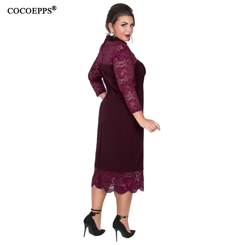 COOEPPS, Осеннее женское платье, кружевное, с вырезом, зимнее, Vestidos, большой размер, повседневная женская одежда, сексуальное, размера плюс, Платья для вечеринок