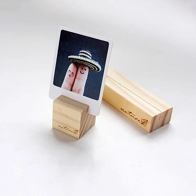 Wood Photo Card Note Holder Memo Clips Stand Desktop Crafts Office