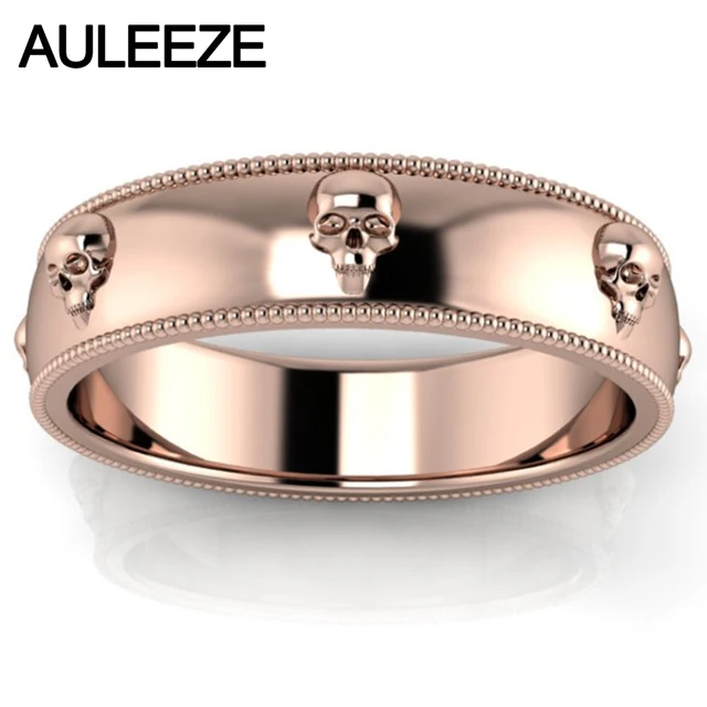 Unique Skull Series Mens Ring Pure Gold Solid 10k Rose Unique Skull Series Mens Ring Pure Gold Solid 10k Rose Engagement Fashion Art