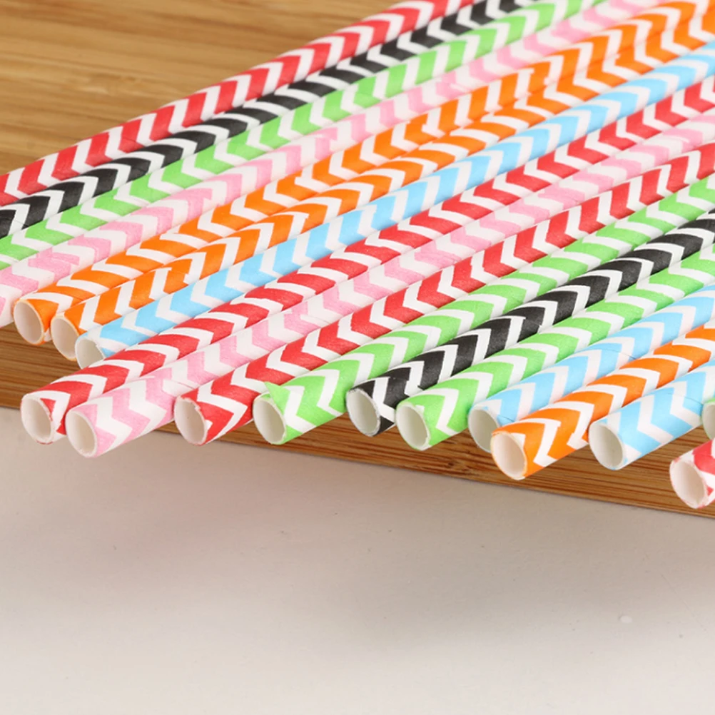 

100pcs Paper Straws Creative Wavy Straw Disposable Eco-friendly Drinking Straws Summer Ice Drink juice for Bar Party Birthday