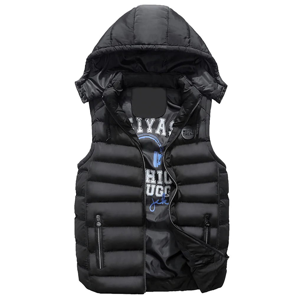

Men's Winter Coat Double-sided Wear Cotton Warm Hooded Thick Vest Jacket Top men down waistcoat gilet Men's down jacket