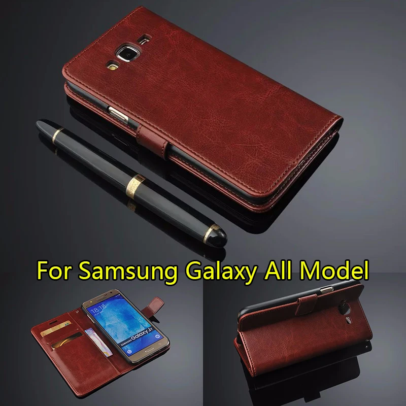 Flip Wallet Genuine Leather Cover for Samsung Galaxy A3 A5